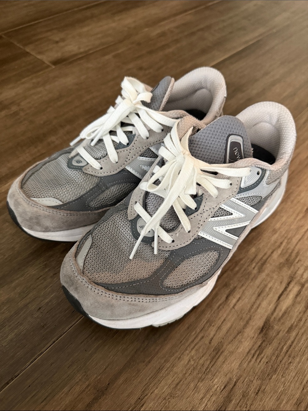 New Balance Kids Gray Mesh & Suede Sneakers with White Accents